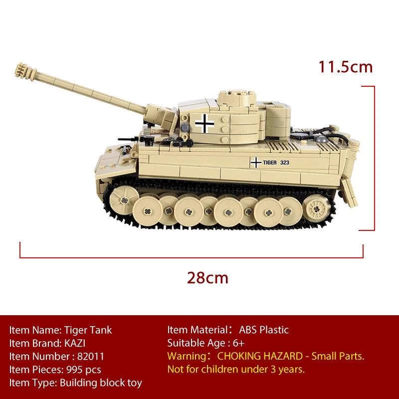 Тяжелый танк KAZI Tiger Pz.Kbfw. VI Ausf. E модели строительные блоки игрушки для детей