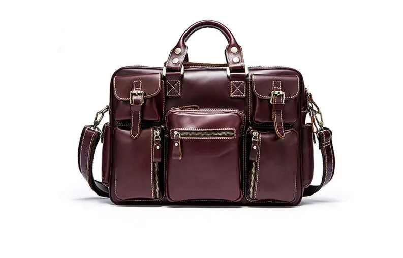 

Classic genuine leather cow skin soft travel duffle for men large capacity holdall