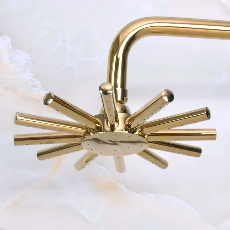 

Polished Gold Color Brass Bathroom Rainfall Top Spray Rain Shower Head Accessories（Standard G1/2".）dsh213