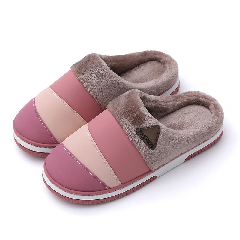 

Women Winter Couple Slippers Female Indoor Waterproof Plus Fleece Slippers Shoes Woman Household Non-slip Warm Men Female Shoes