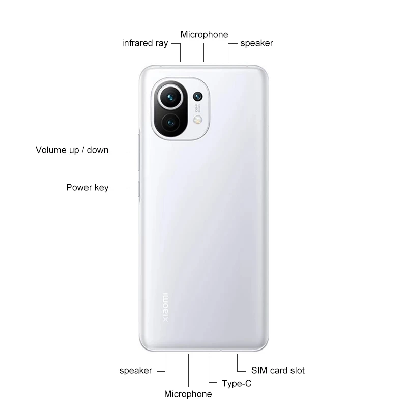 Оригинальный Смартфон Xiaomi Mi 11 8 ГБ + 128 Snapdragon 888 тройная камера 120 МП 2K 4600 Гц AMOLED