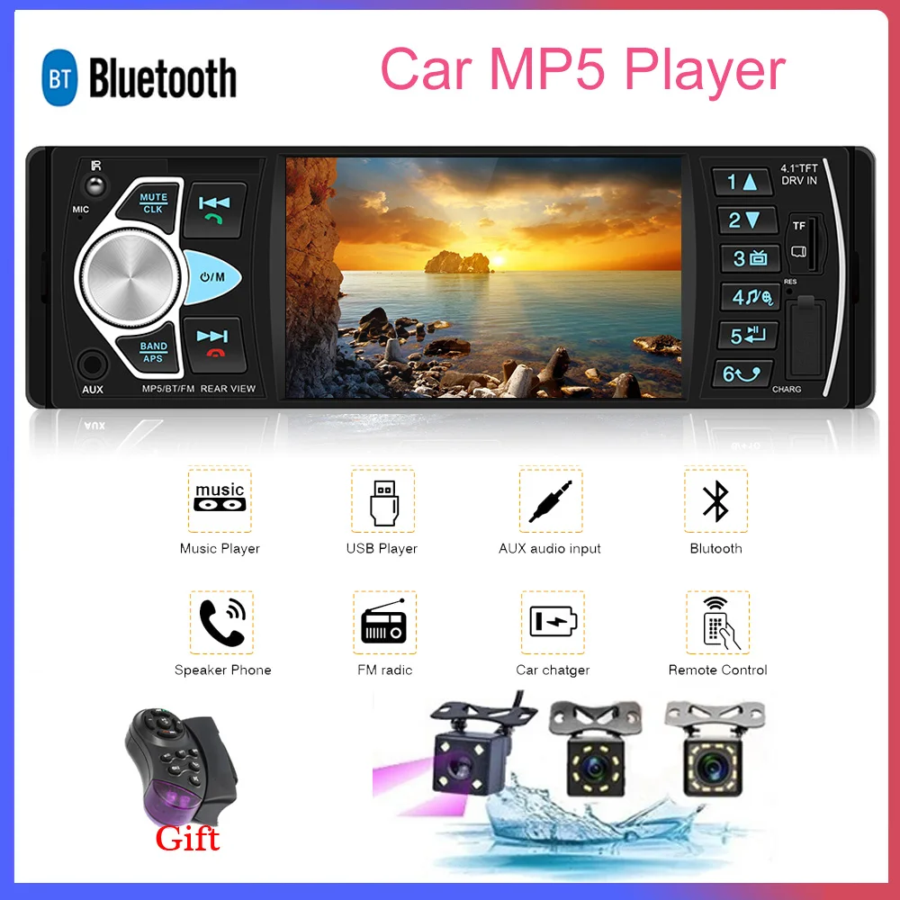 Автомагнитола 4022D 1 Din 4 дюйма Bluetooth FM-приемник USB поддержка камеры заднего вида и