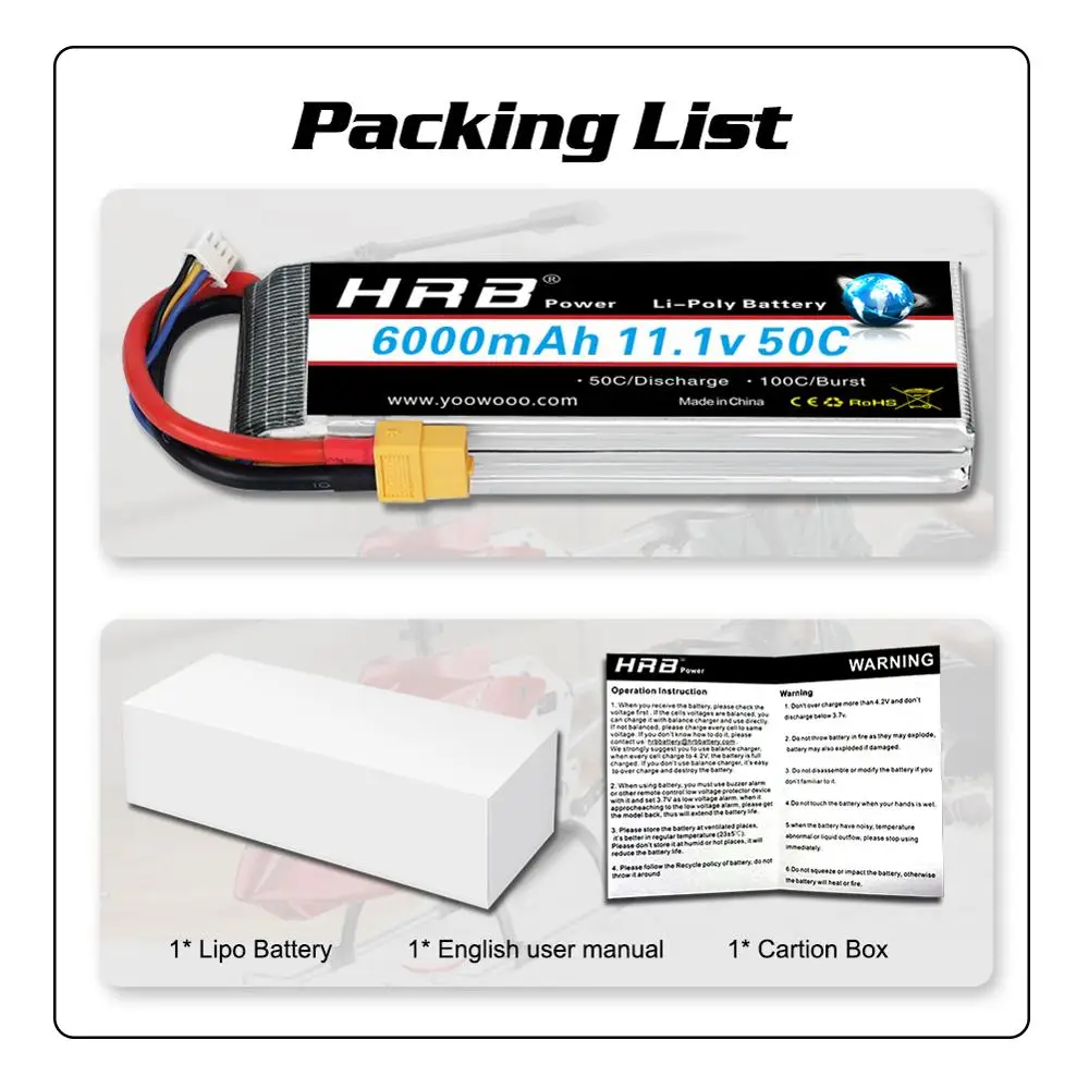 HRB 3S Lipo батарея 11 1 V 6000mah 50C с штепсельной вилкой XT60 для Traxxass автомобиля осевой scx 10
