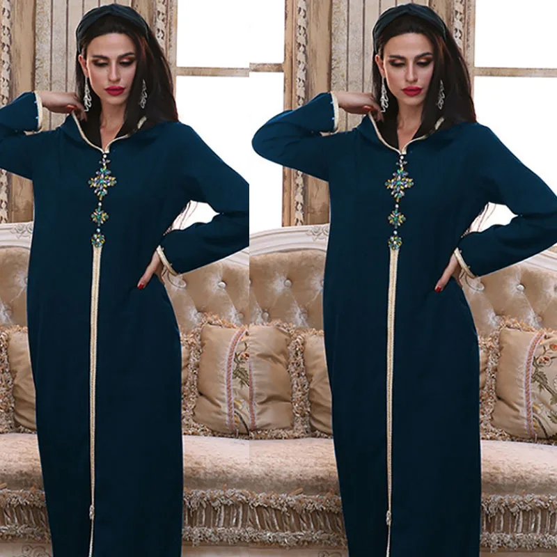 

Moroccan Kaftan Abaya Dubai Turkey Muslim Turban Robe African Arab Mumulman Djellaba For Women