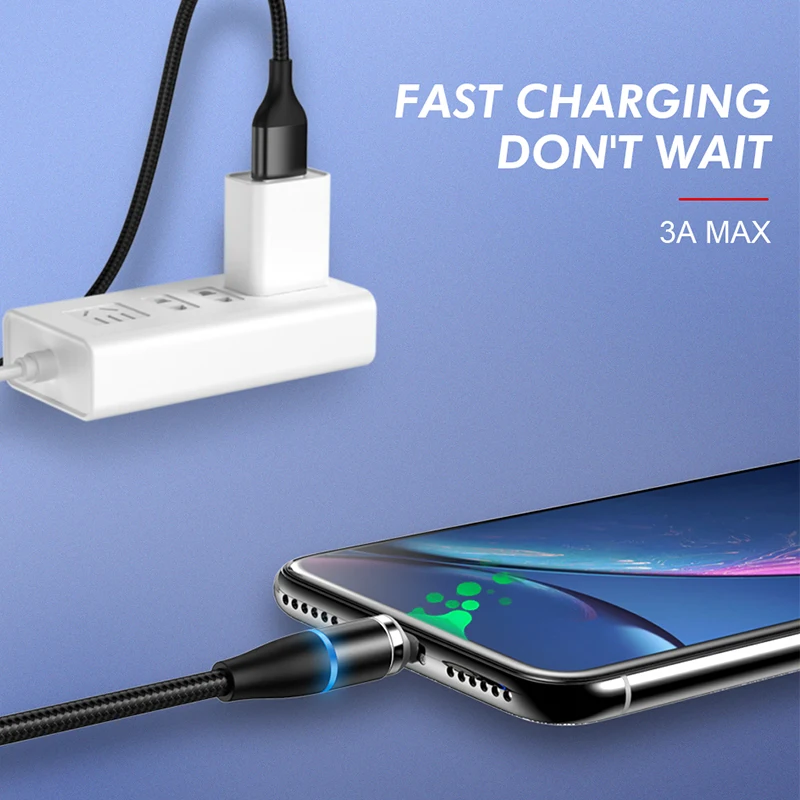 Светодиодный магнитный кабель Micro USB Jellico QC3.0 быстрая зарядка для iPhone XS X штекер Type C