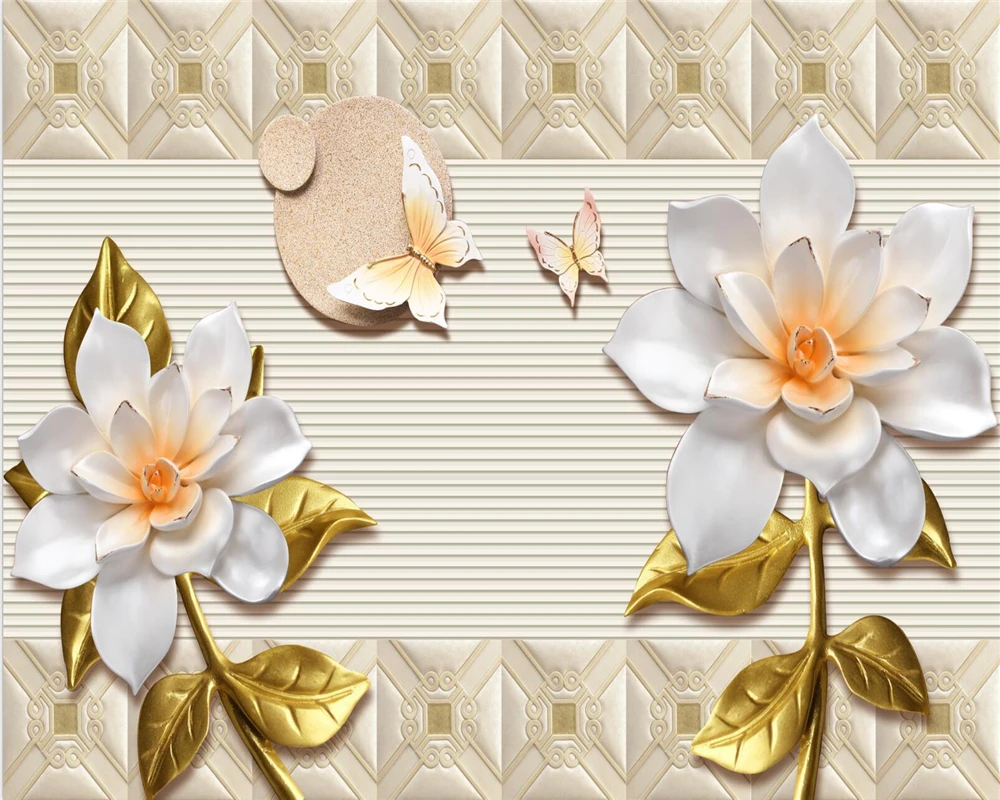 Beibehang пользовательские обои 3d фото роспись Рельефный цветок бабочка любовь цветы