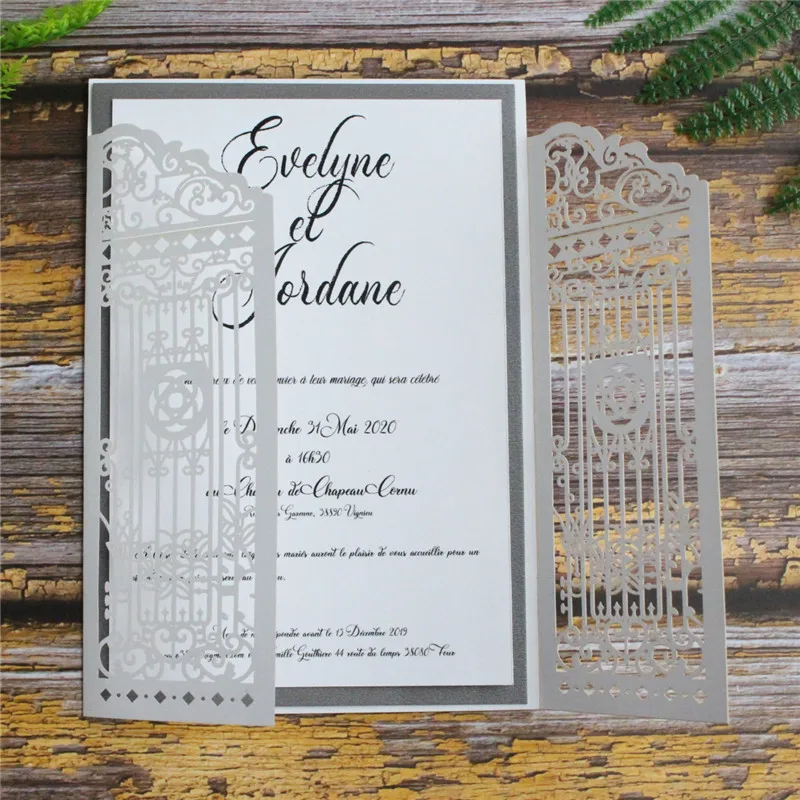 Темно зеленый деревенский Свадебные приглашения Индивидуальные вставки дизайн