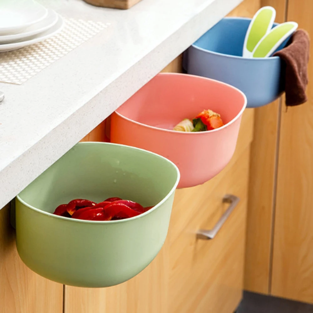 

1Pcs Plastic Kitchen Waste Bin Cabinet Door Hanging Trash Can Storage Box