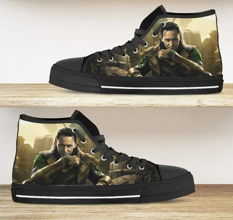 

Loki shoes. high tops, Custom Spring Autumn Canvas Shoes Handiness Flats Men's Casual Shoes Comfortable Big Off White