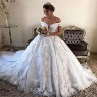 vintage off shoulder lace appliques ballgown wedding dresses sweep train plus size bridal gowns