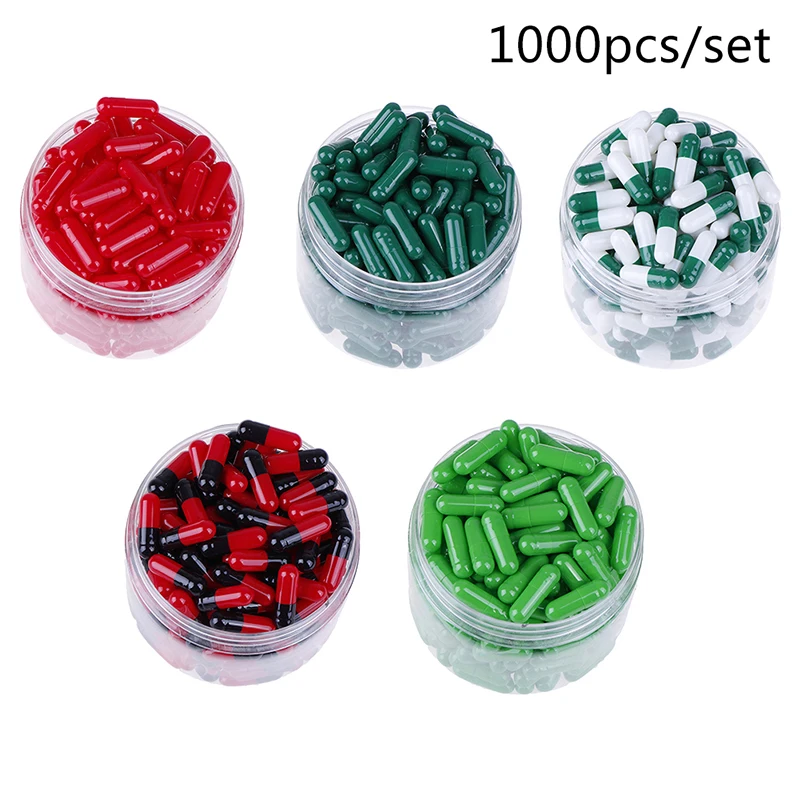 

1000Pcs 5 colors Empty Pill For Medicine Pills Refill Storage Colorful Empty Hard Gelatin Capsule Medicine Capsule 0#