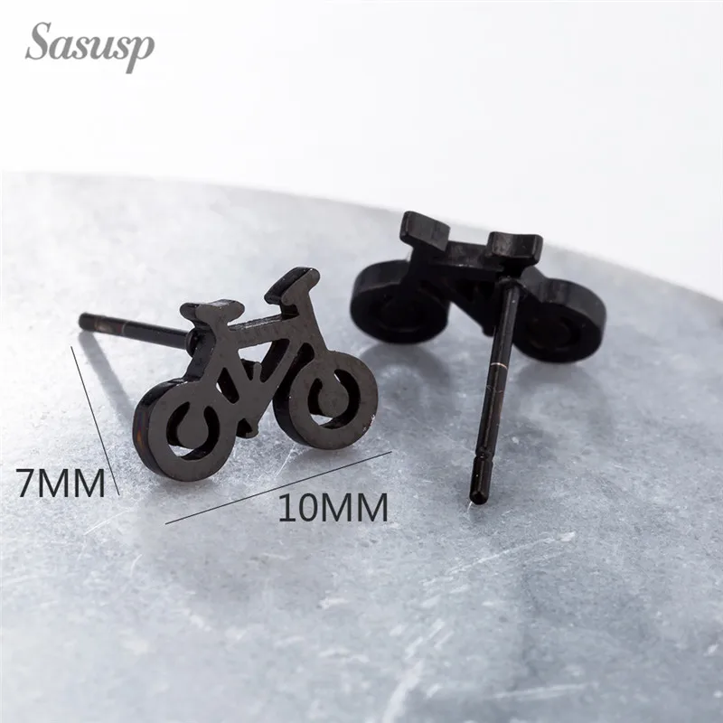 Sasusp панк маленькие черные велосипедные серьги для женщин мужчин уха ювелирные