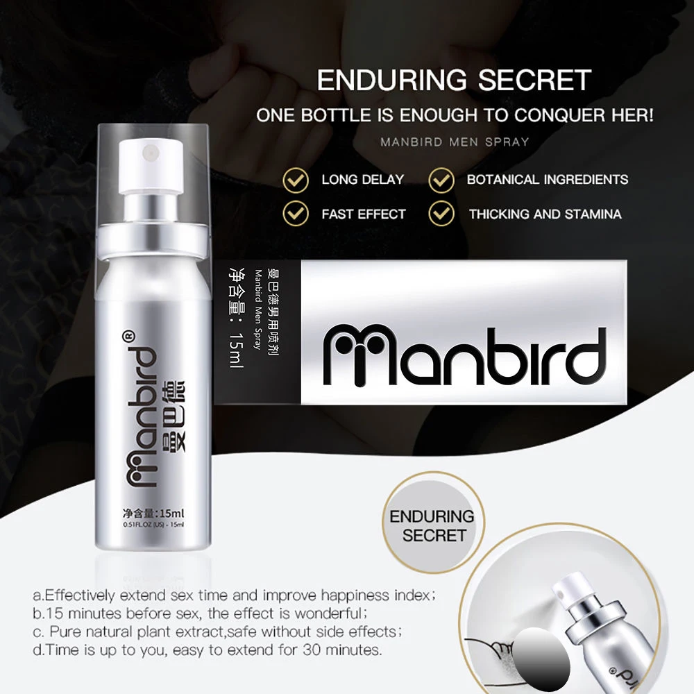 Спрей Manbird для мужчин сильной задержки эякуляции эффективно предотвращает преждевременную эрекцию и увеличение полового члена, продлевая ее действие 18+.