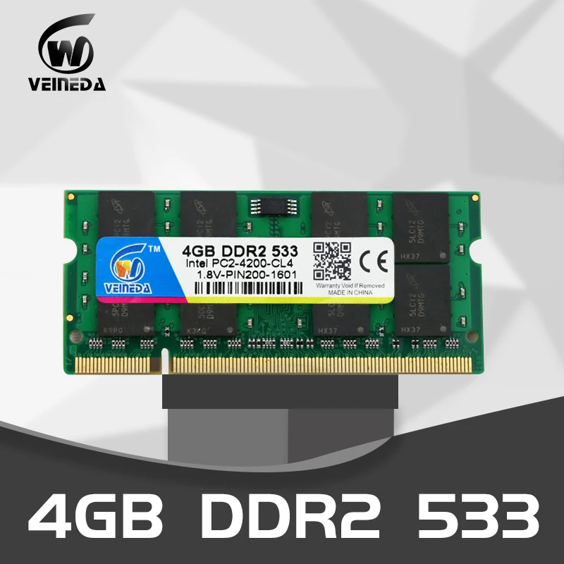 VEINEDA Ram Sodimm ddr2 4 gb 2gb 1gb 533MHz 1 8 V ddr 2 533 PC2 4200 notebook memory DIMM|Оперативная память| |