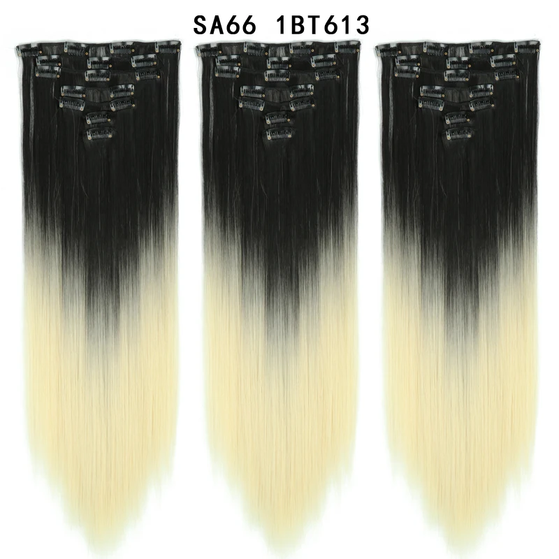 

Tinashe Beauty 7PCS Natural Synthetic Straight Clip-on Hair Extension Mega Fake Hair Tress Clip In Hair Extension Hairpiece 130g