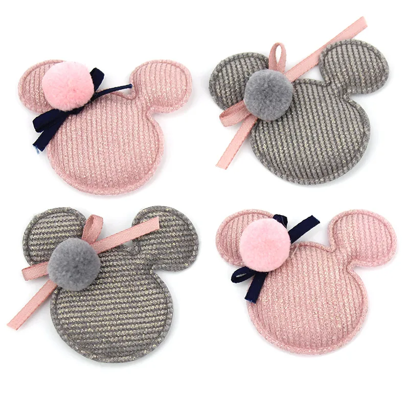 12 шт. 5*5 5 см ручной работы золотой штамп голова мыши мягкая аппликация для ребенка