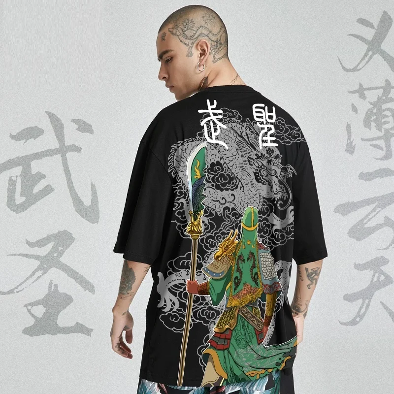 

2021 летняя футболка Для мужчин самураев Harajuku футболка короткий рукав Повседневное в стиле хип-хоп Уличная аниме футболка с принтом FF3146