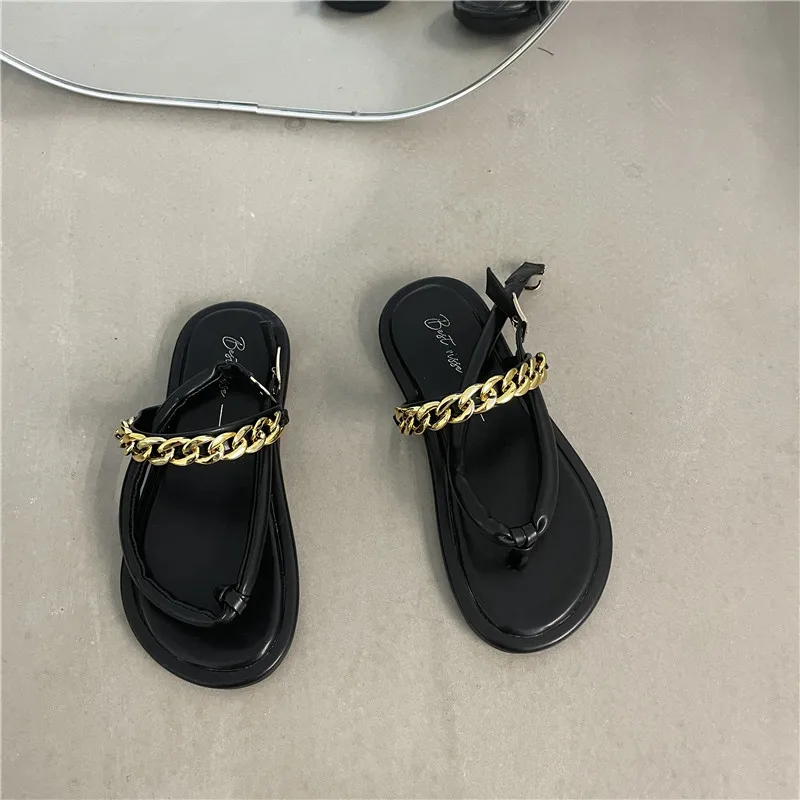 

Flip-Toe Sandals Fairy Style 2021 New Retro College Student Dress Soft Soled Flats Roman Style Shoes sandals women