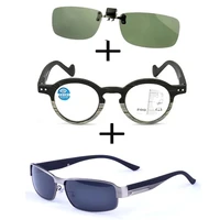 3pcs progressive multifocal far and near reading glasses for men women alloy polarized sunglasses sports sunglasses clip