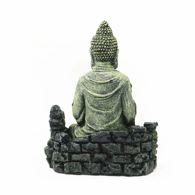 Resin Buddha Statue Aquarium Decoration Home Garden Fish Tank Ornament Sitting Decor Stone Rock Reptile Supply |