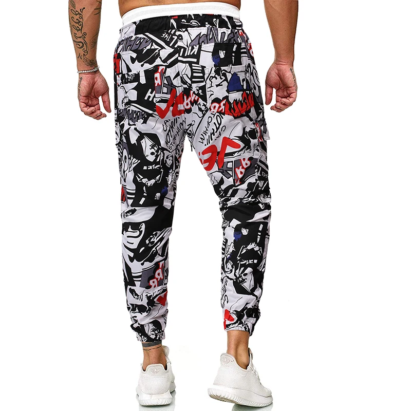 Брюки карго мужские с принтом граффити модные Джоггеры со множеством карманов
