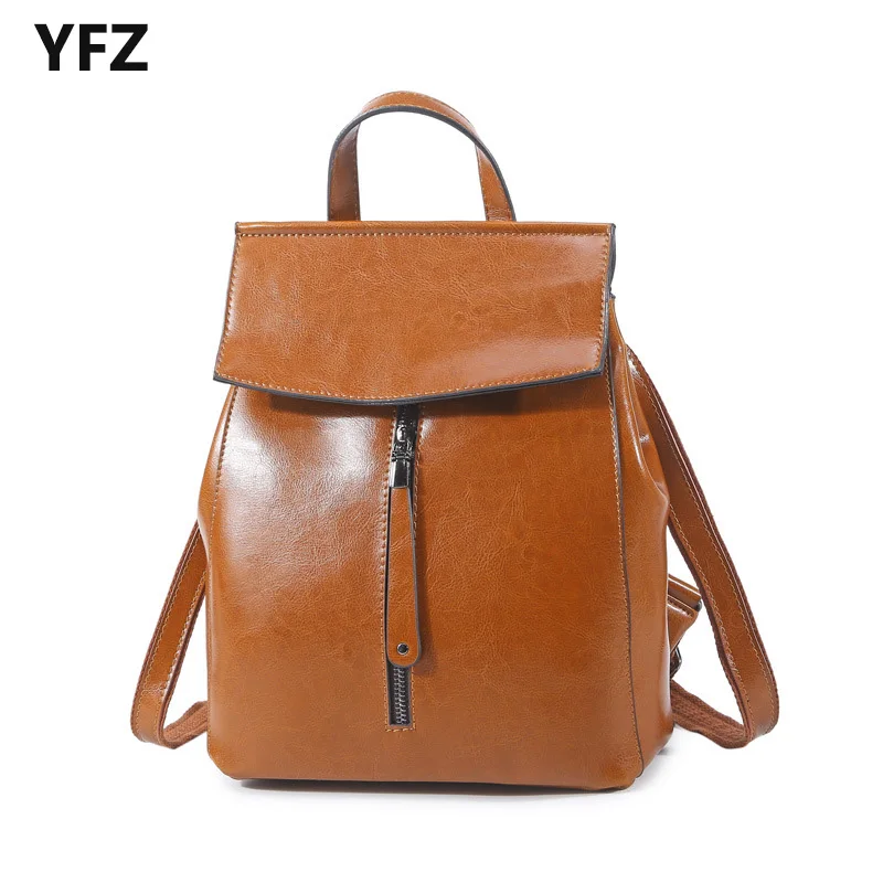 

YFZ Vintage High Quality Women Backpack Genuine Leather Cross Shoulder Bag Female Small Bagpack Classic Lady Travel Rucksack