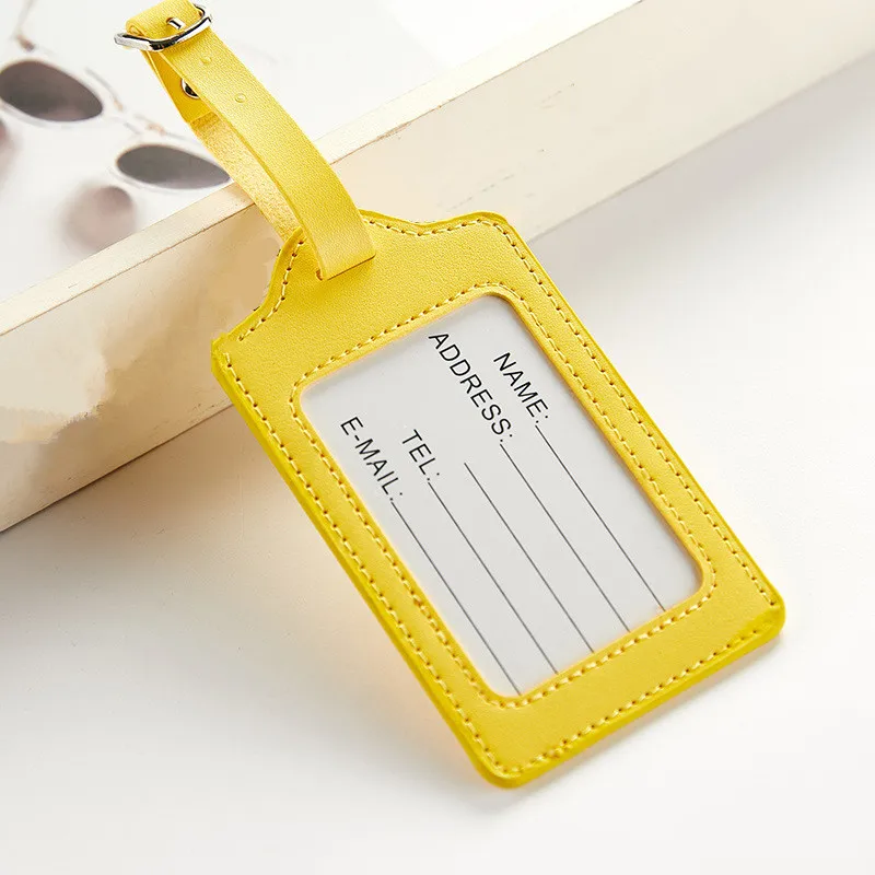 Style 2 Yellow ETya, модные багажные бирки для путешествий, деловых поездок, для женщин и мужчин, чемодан из ПУ-кожи, ID адрес, держатель, багажная бирка - Цвет: Style 2 Yellow