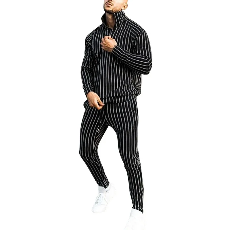 

2021 New Men's Body-building Sportswear Suit Tracksuit Muscle Fitness Casual Active Zipper Outwear Training Clothes male Sets