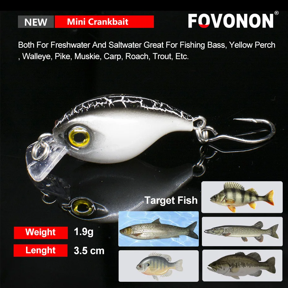 FOVONON новая жесткая рыболовная приманка в японском стиле 35 мм 1 9 г мини-воблеры