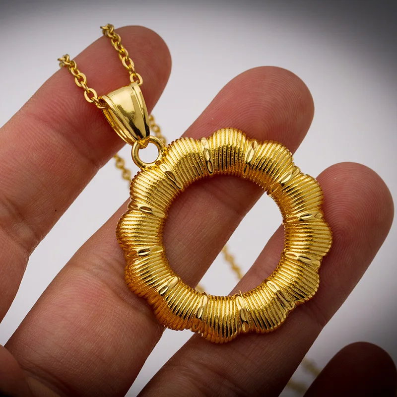 Wando Трендовое позолоченное ожерелье с цветком от солнца 24 К кулон для мужчин и