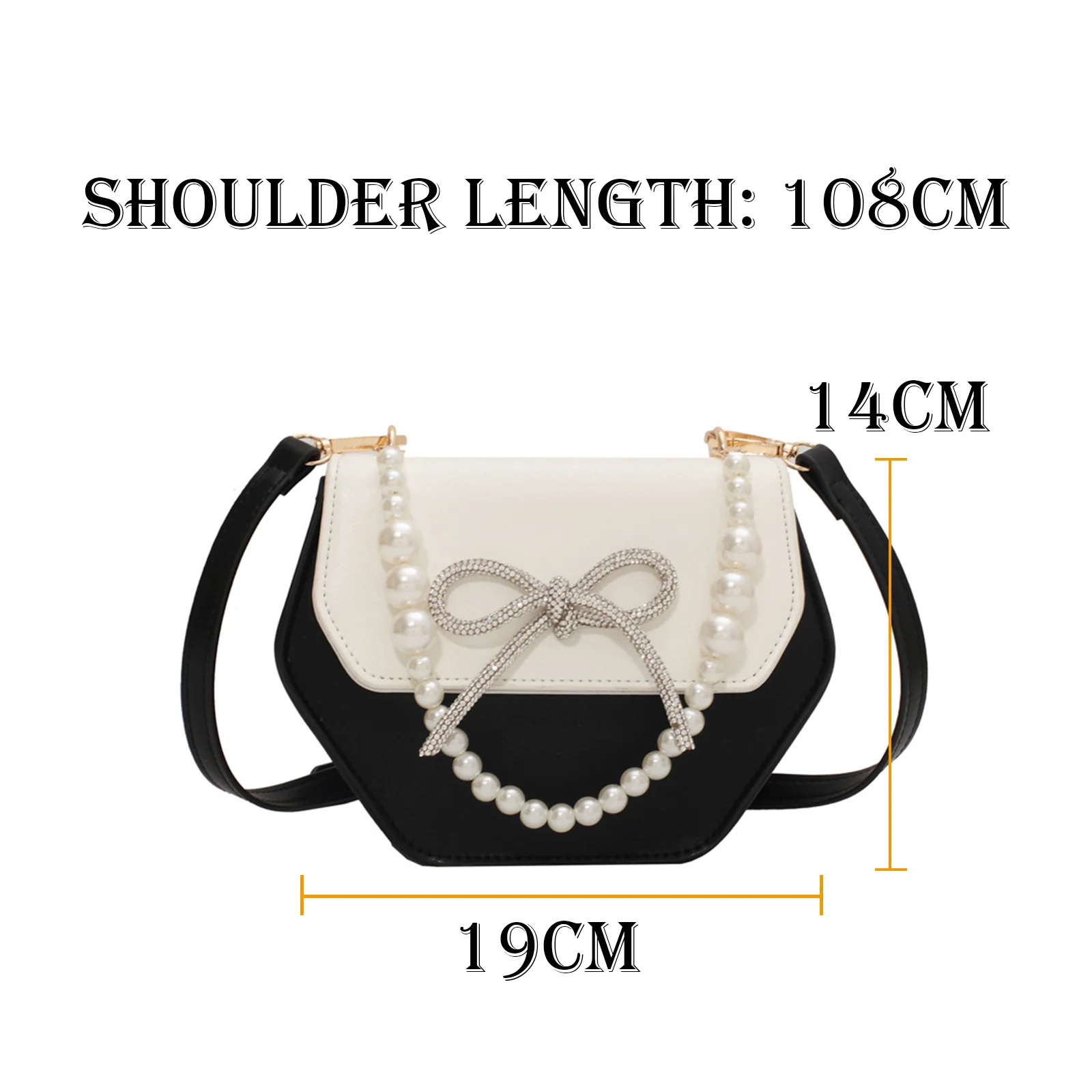 

2021 New Fashion Bow Pearl Chain Solid Lady Concise Style Temperament Texture Design All-matched Joker Crossbody Bag WB4399