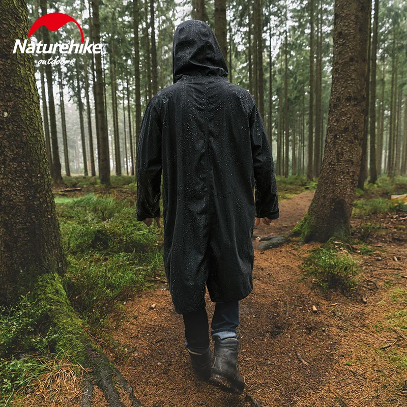 Naturehike черный дышащий плащ для взрослых ветрозащитный мужской длинный активного