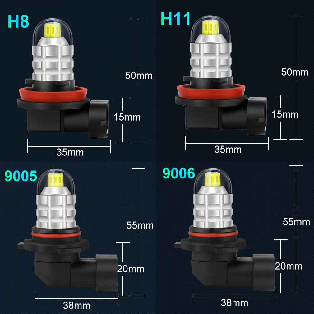 Светодиодный светильник ing H11 с 8 боковыми 3D лампочками H8 HB4 9006 9005 HB3 светодиодный