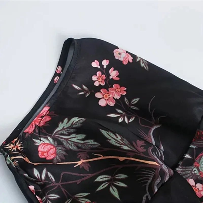

Za Dress 2021 Women Black Floral Mini Dresses Autumn Casual Print Puff Sleeve Sexy Dress Ladies Vintage Short Dresses Woman Belt