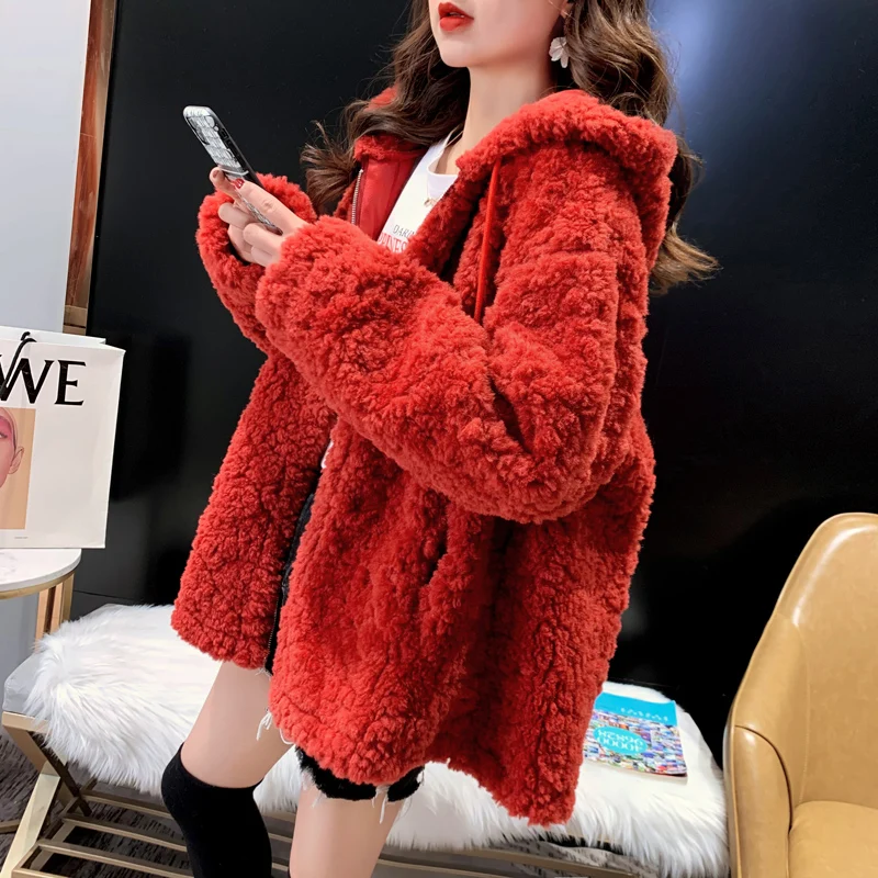 

Autumn and winter versatile cashmere Hooded Jacket for women