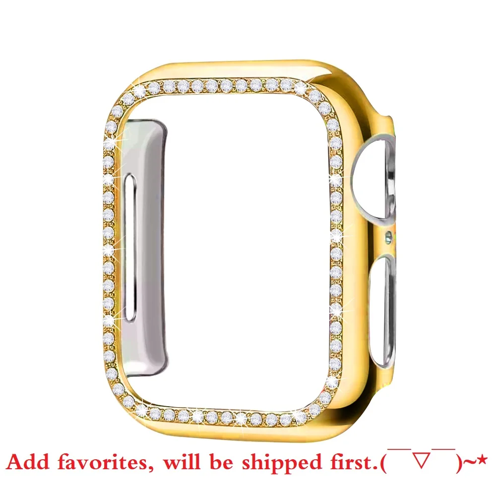 Glod Чехол-бампер с алмазами защитный чехол для Apple Watch Cover Series 5 4 3 2 1 38 мм 42 мм чехол s для Iwatch 5 4 40 мм 44 мм аксессуары для часов - Цвет: Glod