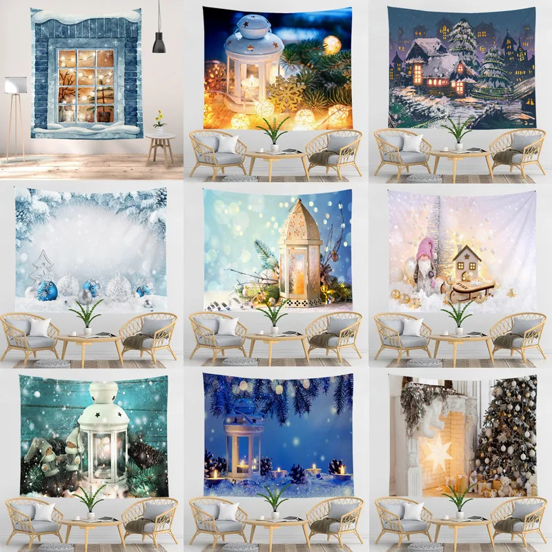 

Merry Christmas Tapestry Christmas Ball Snow Tapestries Wall Hanging Hippie Wall Carpet Rugs Dorm Decor