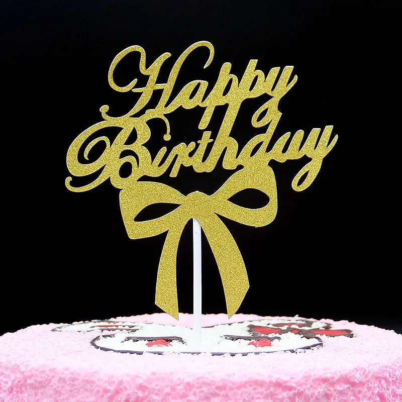 Блестящие топперы для торта с надписью на день рождения 6 шт. украшения вечерние