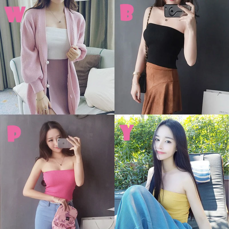 

Sexy Solid Color Camisole Slim Top Slimming Simple Bottoming Shirt Wrapped Chest Tops Y1