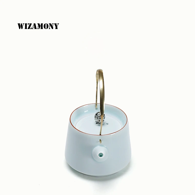 

WIZAMONY Ding Kiln White Jade White Blue Kettle Teapot 200ml tea set Celadon Household Jingdezhen Kongfu Tea set teacup
