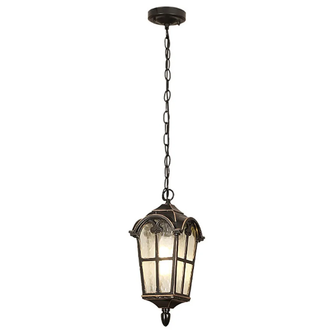 Black Small Medium Big 3 Sizes  Outdoor Pendant Lantern, Exterior Pendant Hanging Lights with Glass Shade for Porch Lamp