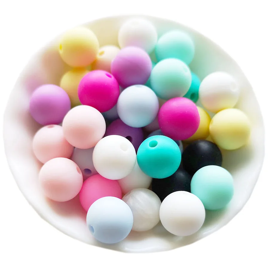 200pcs Silicone Beads Round 12mm Baby Teething Teether Chew For Pacifier Clips Necklace BPA free Toy | Мать и ребенок
