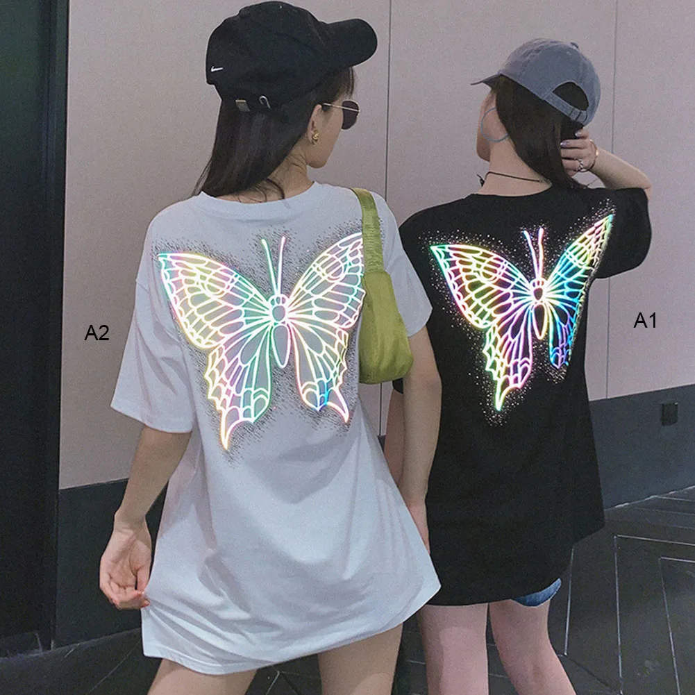 Цветная Светоотражающая рубашка с бабочкой женские белые и черные кроп топы