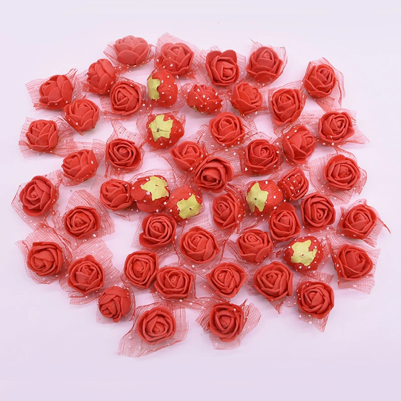 100 шт./лот 2 см диаметр мини ПЭ пена Роза голова многоцветный искусственный шелк