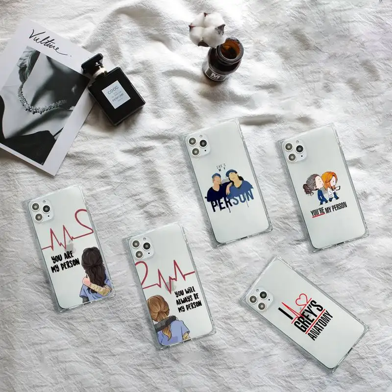 

Greys Anatomy cartoon doctors Phone Case Transparent for iPhone 7 8 11 12 se 2020 mini pro X XS XR MAX Plus