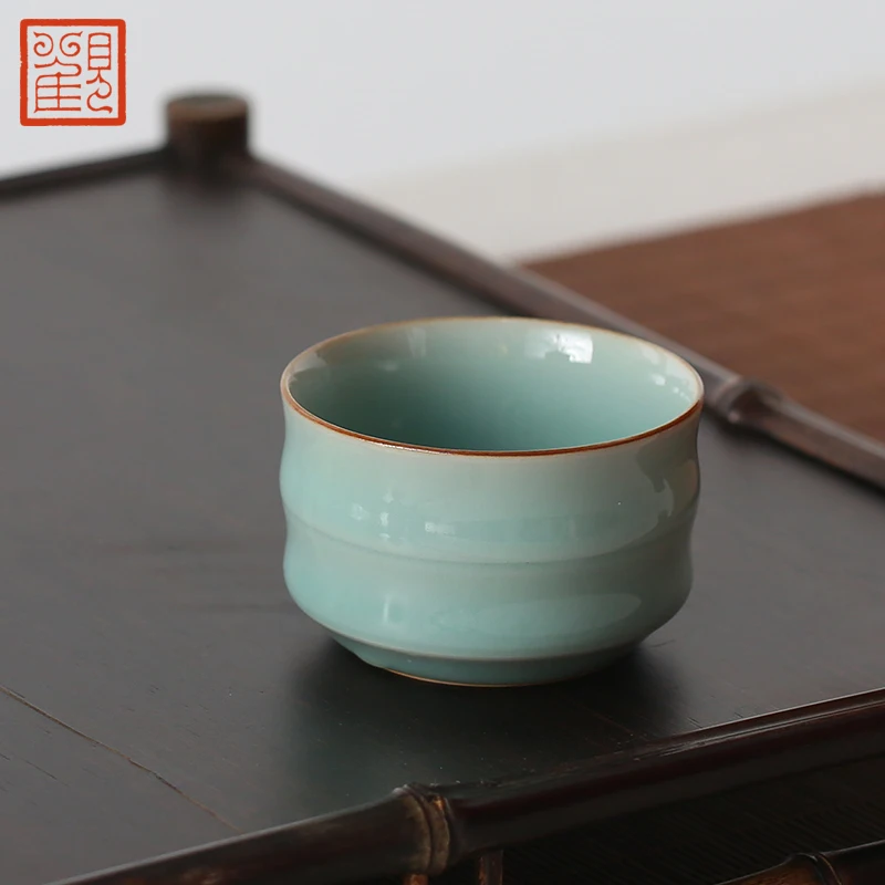 Музей Гуань фу, чайная чашка, керамическая чашка для Sip, чайная чашка Longquan, печь, целадон, кунг-фу, онлайн чашка для чая, чашка для мастера, Бамб...