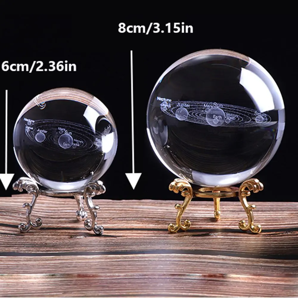 

Solar System Crystal Ball Simulation Model Tabletop 3D Planets Micromodel Ornament Display Crafts Study Tools Home Decor Gift