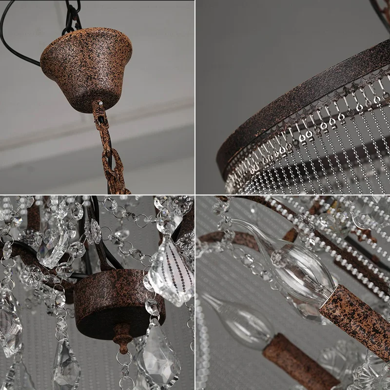 New Arrival Crystal Chandelier Vintage Rust Suspension Lamp American Style Drop Luminaire for Hotel Project Cafe Restaurant | Лампы и