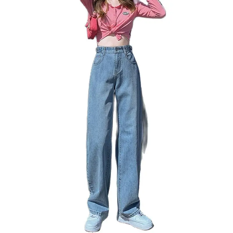 

Mom Jeans Straight Pants Washed Loose High Waist Plus Size Women Casual Boyfriends Cowboy Vintage Wide Leg Trousers 2022 New