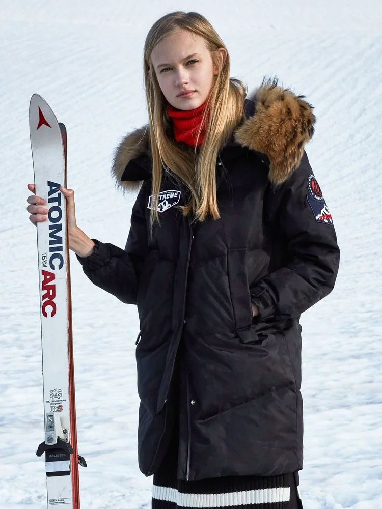 Новинка женский пуховик BOSIDENG 90% гусиный пух воротник из натурального меха